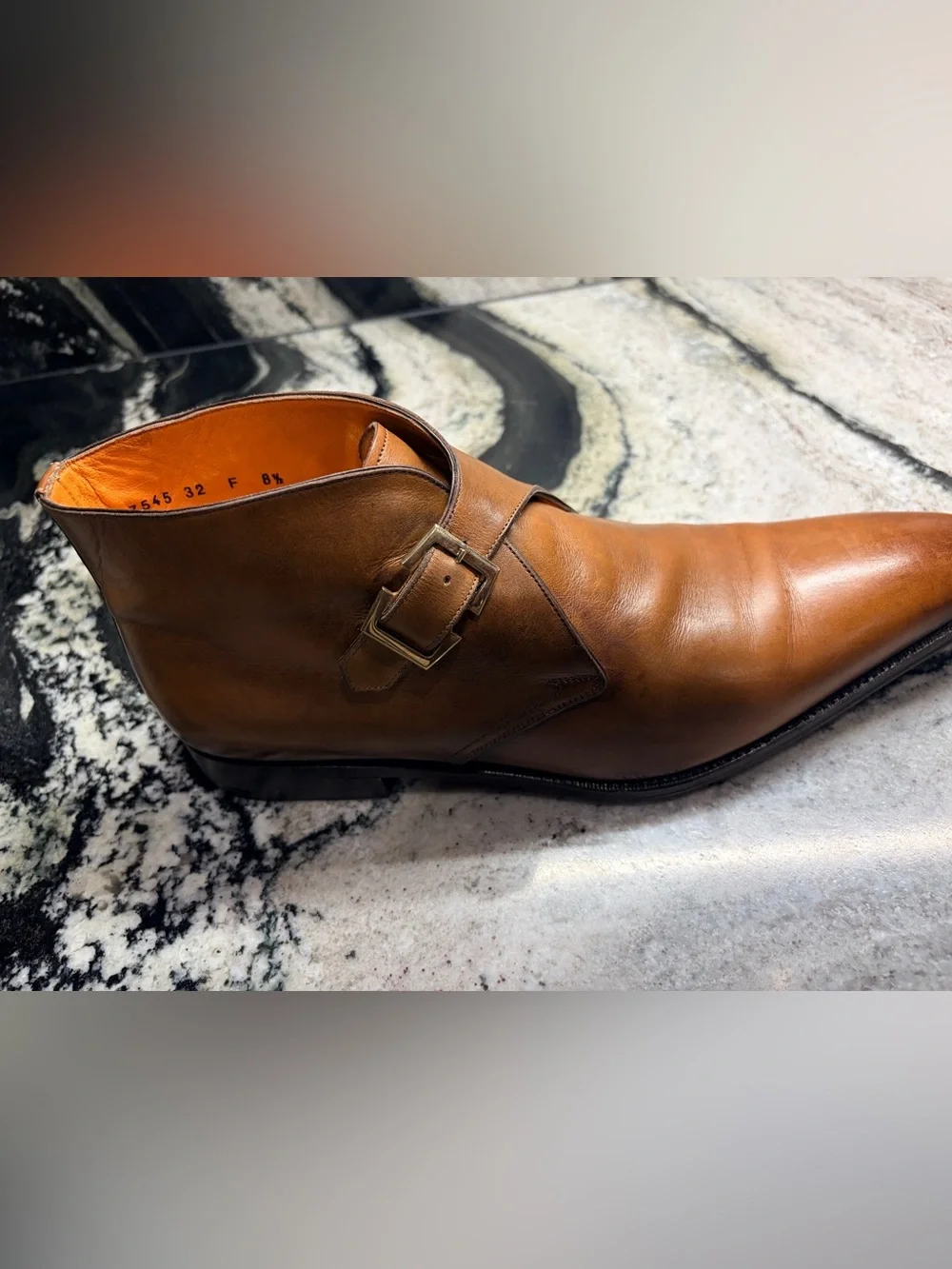Santoni Hand Made Italy Monk Strap Ankle Boots Cognac Brown 8.5 UK / 9.5 US